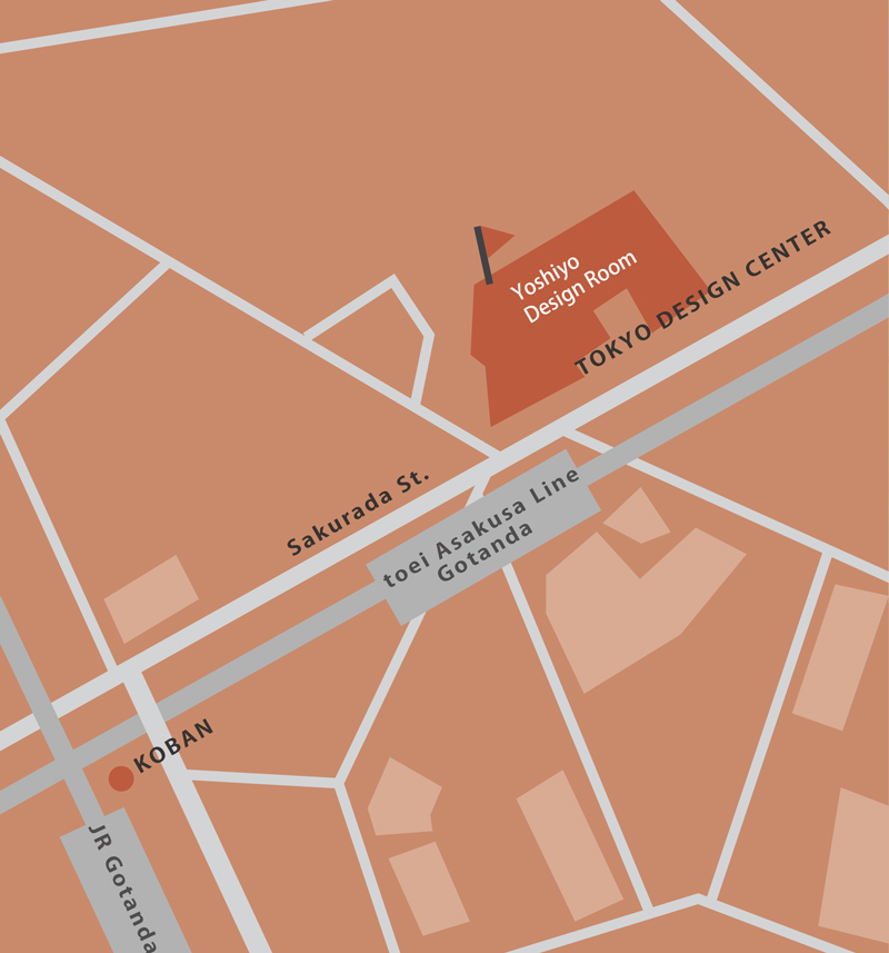デザインルームまでの案内地図イラスト（東京デザインセンター周辺）